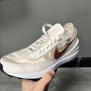 Nike Women's Cream and Bronze Sneakers
